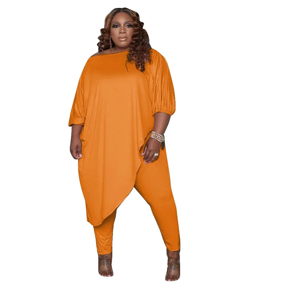 Women's Clothing Spring Diagonal Collar Black and White T-Shirt Trouser Suits Set Woman 2 Pieces Kpop Clothes Female Clothing - Shello's Creative Boutique