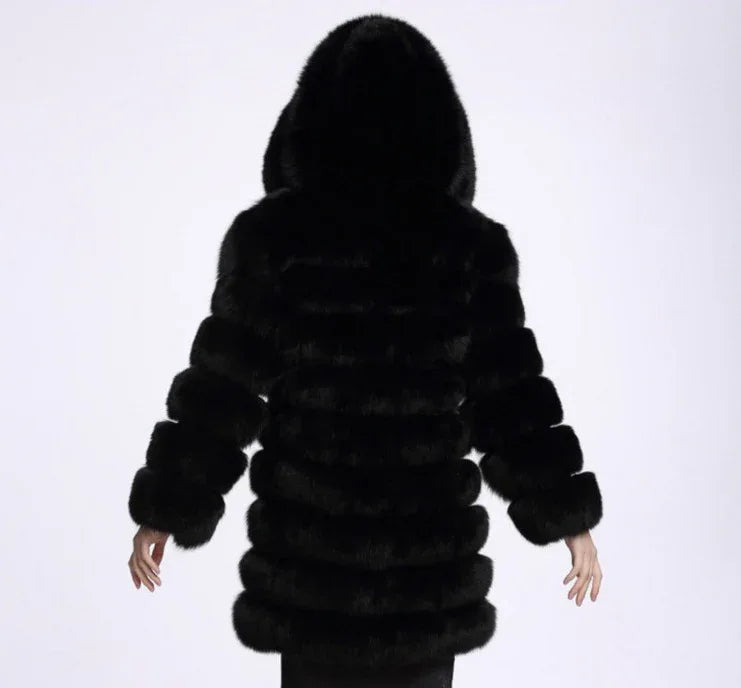 Hoodie plush faux fur coat women fur winter woman coat Plus size thick long warm coat outerwear overcoat - Shello's Creative Boutique