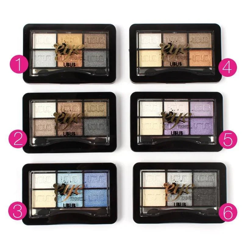 UBUB 6 Colors Roast Eye Shadow Powder Makeup Palette in Shimmer Metallic Glitter Cream Eyeshadow Palette - Shello's Creative Boutique