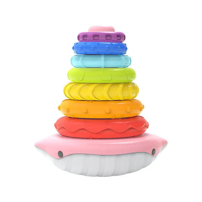 Rainbow Tower Folding Music Baby Toy Children's Early Education 0-1 Year Old Baby Large Flipper Folding Ferrule - Shello's Creative Boutique