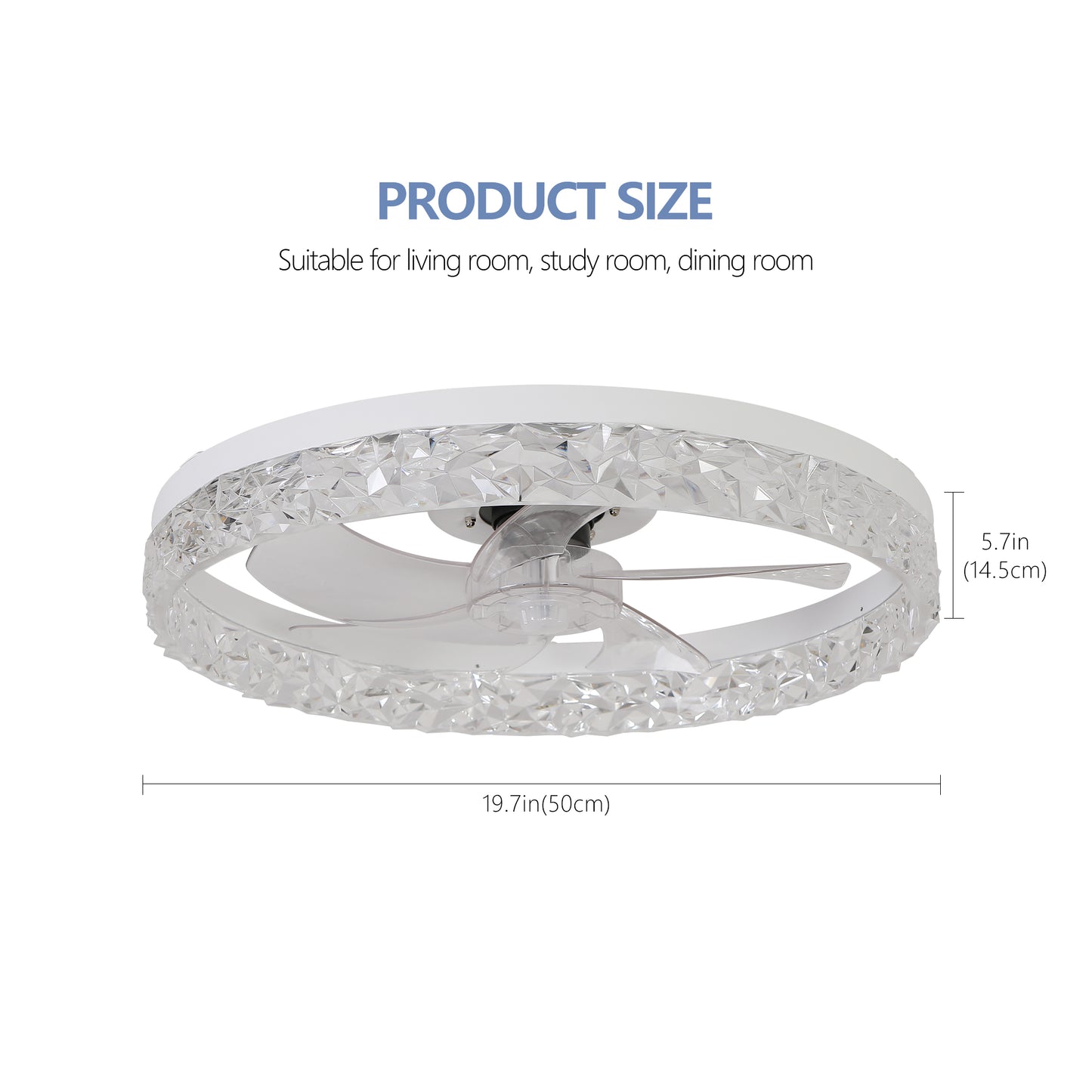 Modern acrylic ceiling fan light with remote control, dimmable LED pendant light, 6-speed adjustable, silent motor eprolo