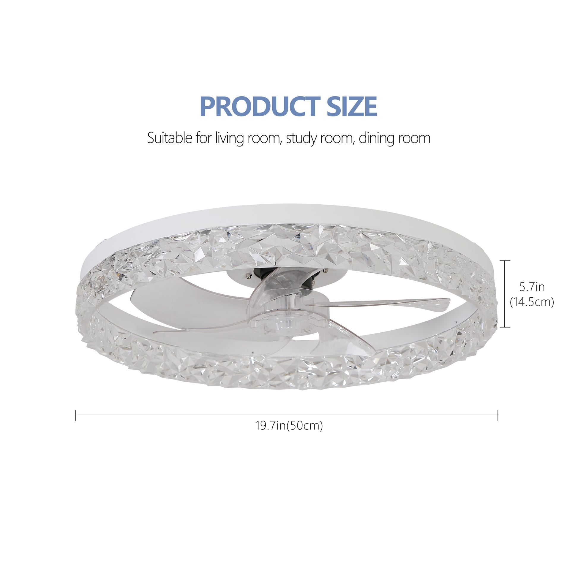 Modern acrylic ceiling fan light with remote control, dimmable LED pendant light, 6-speed adjustable, silent motor eprolo
