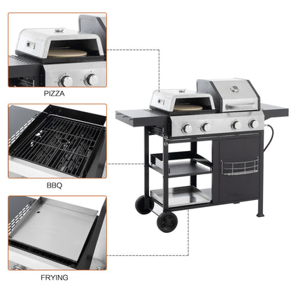 2+2 multifunctional gas barbecue grill and covered grill combination for outdoor cooking - barbecue, barbecue, pizza. - Shello's Creative Boutique