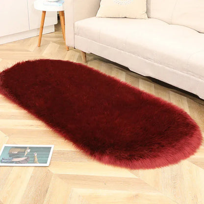 Imitation Wool Oval Plush Carpet – Soft Luxury for Any Space - Shello's Creative Boutique
