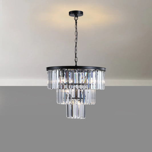 Eprolo Modern Black Crystal Chandelier – Luxury Hanging Pendant Light for Dining & Bedroom Décor - Shello's Creative Boutique