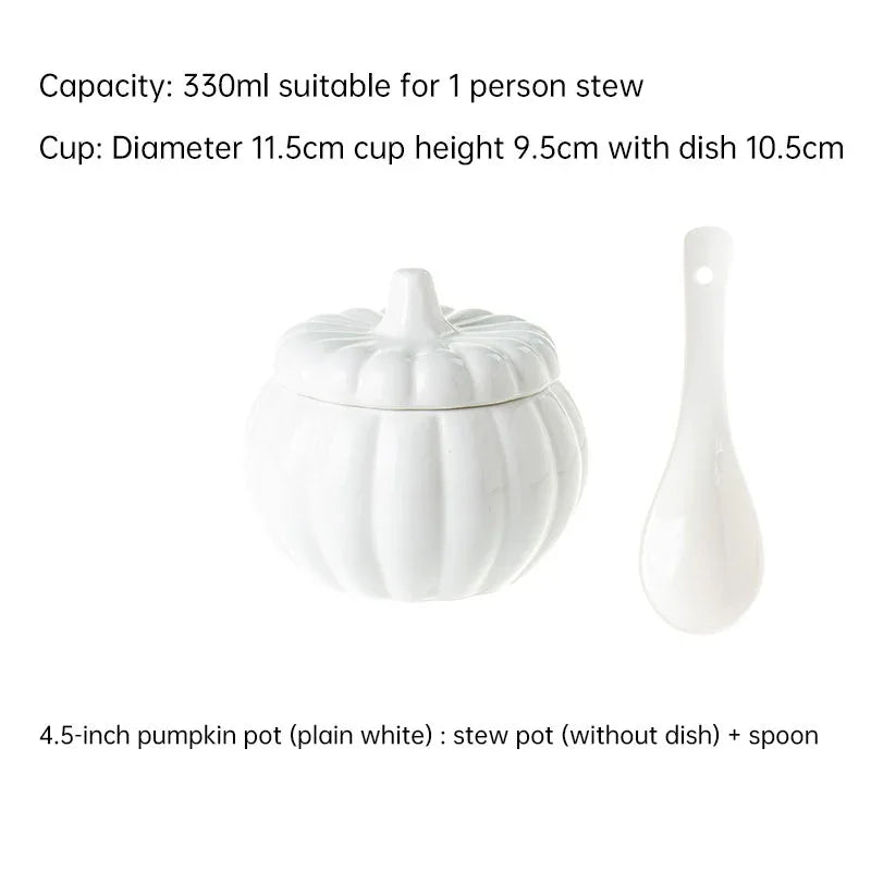 Creative Ceramic Pumpkin Cup, Steamed Egg Cup, Stewed Pot with Cover, Pure White Mini Bird's Nest Cup, Soup Cup - Shello's Creative Boutique