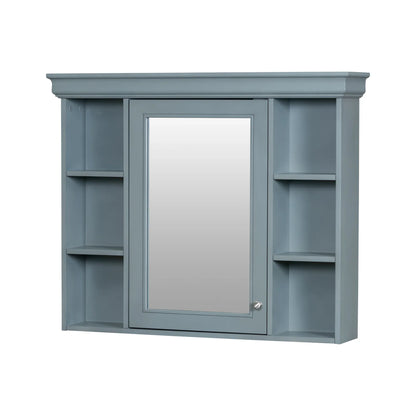 35 ''x 28' 'blue wall mounted bathroom storage cabinet with mirror door and medication cabinet with 6 open shelves - Shello's Creative Boutique