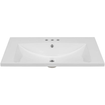 30" Single Bathroom Vanity Top with White Basin, 3-Faucet Holes, Ceramic, White - Shello's Creative Boutique