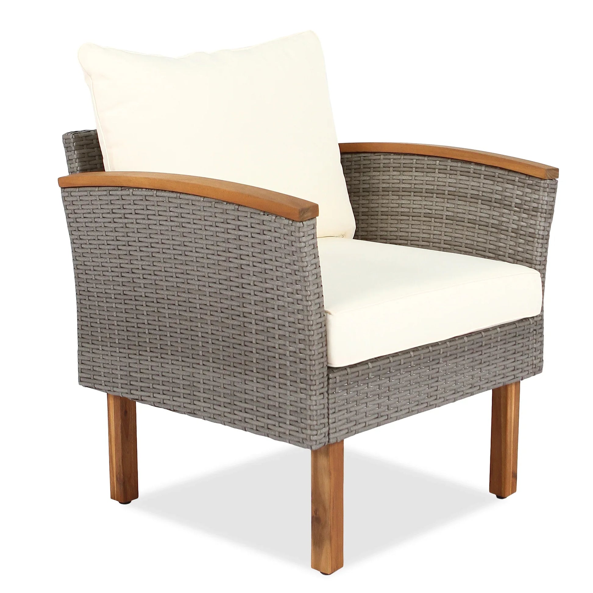 9-piece Patio rattan furniture set with Acacia wooden legs and tabletop sofa set, coffee table washable cushion beige - Shello's Creative Boutique