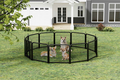 12-Panel Dog Fence - 24" Portable Indoor/Outdoor Pet Pen