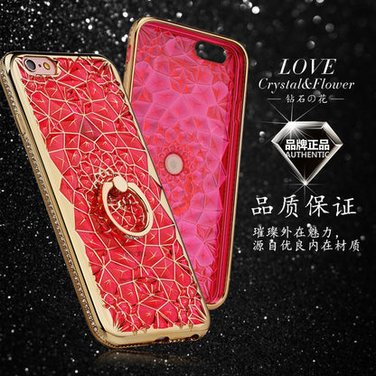 Luxury 3D Glitter Ring Case – Soft TPU Rhinestone Stand Cover for iPhone 5 to XS Max
