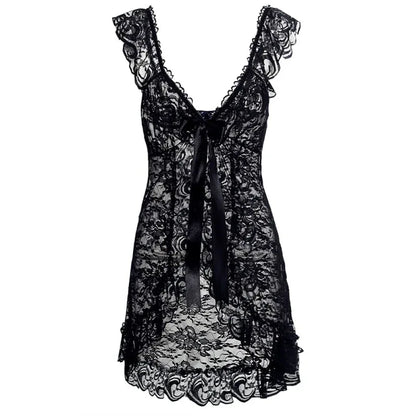 Sexy Lace Lingerie Dress Women Homewear Night Gowns + G-string Sexy Panties Nightwear Sleepwear Sets - Shello's Creative Boutique