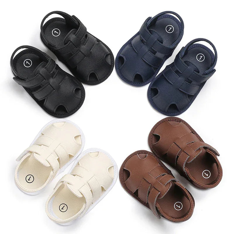 Baby Boy Summer Sandals - Soft Cotton First Walking Shoes 0-1 Year - Shello's Creative Boutique
