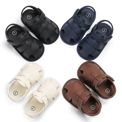 Baby Boy Summer Sandals - Soft Cotton First Walking Shoes 0-1 Year - Shello's Creative Boutique