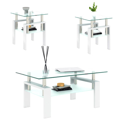Set of 2 Modern Tempered Glass Tea Tables – Sleek Elegance for Your Living Space - Shello's Creative Boutique