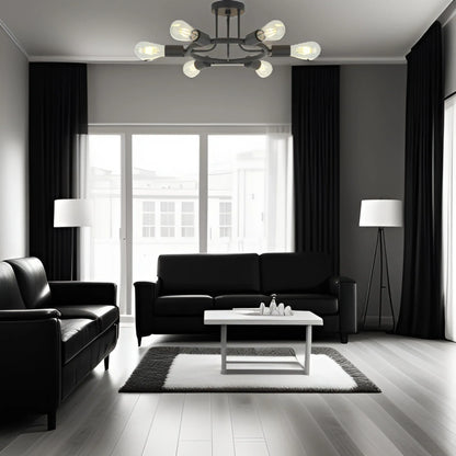 6 Light Modern Sputnik Lights Semi Flush Mount Ceiling Light Black Finished - Shello's Creative Boutique