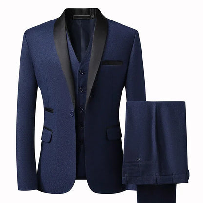 Suit Groom Suit Set Men's Three Piece Slim Fit Korean Version Wedding Dress Business Casual Handsome Suit - Shello's Creative Boutique