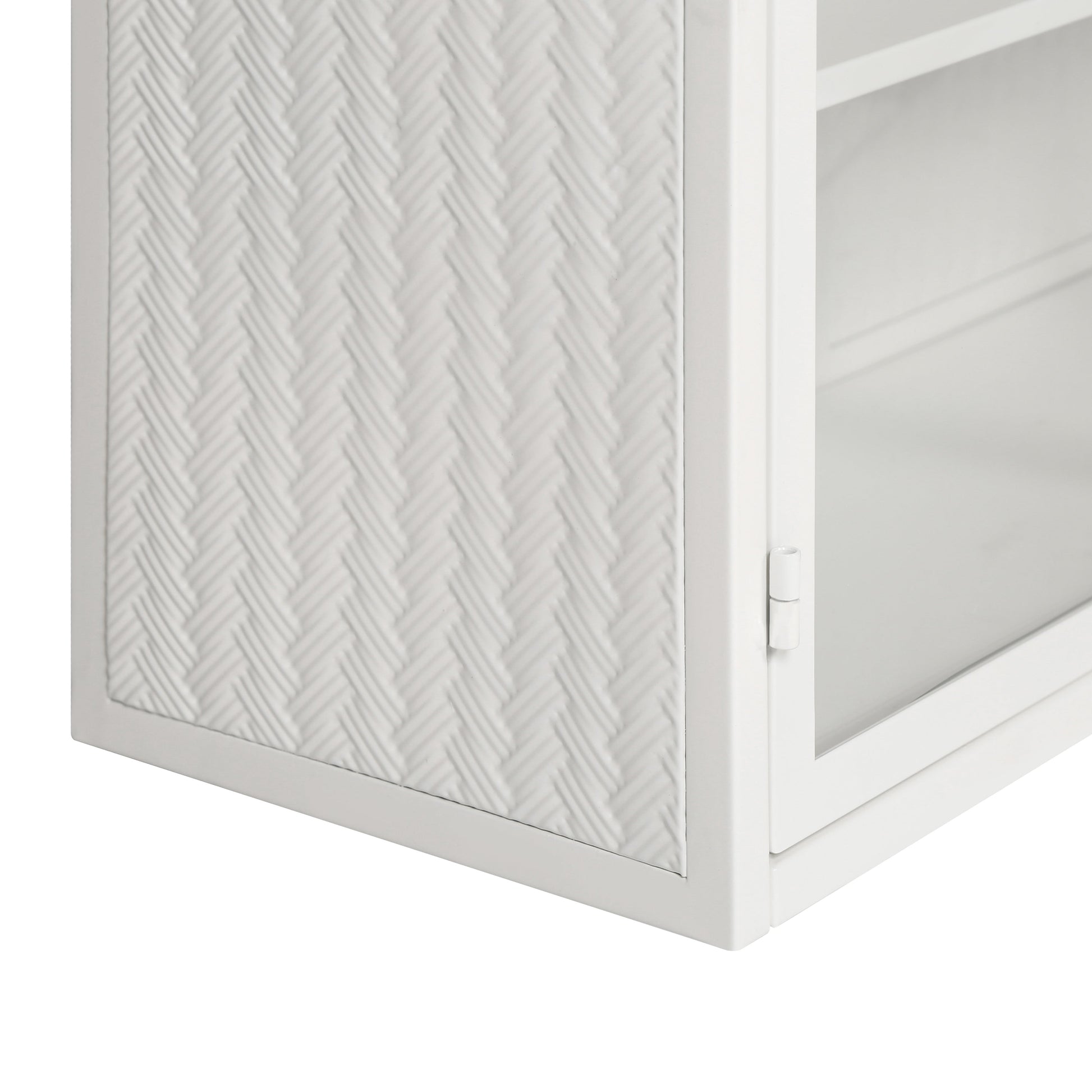 27.56"Glass Doors Modern Two-door Wall Cabinet with Featuring Three-tier Storage White eprolo