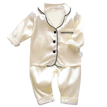 LJW Children's pajamas set Baby suit Kids Clothes Toddler Boys Girls Ice silk satin Tops Pants Set home Wear Kids pajamas - Shello's Creative Boutique
