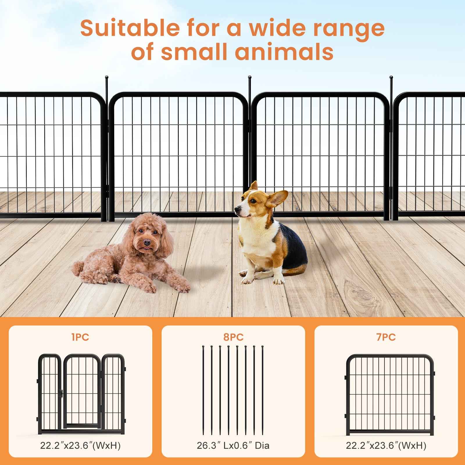 12-Panel Dog Fence - 24" Portable Indoor/Outdoor Pet Pen