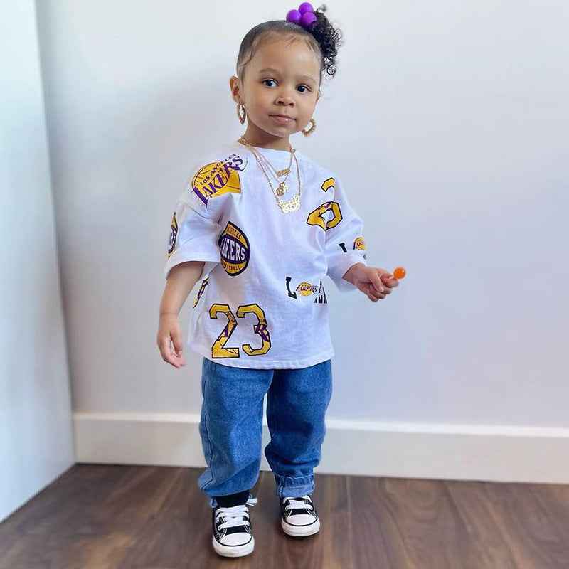 Children's Wear Boys And Girls Fashion Printed Letter T-Shirt Ins Style Children's Wear Versatile Top Women