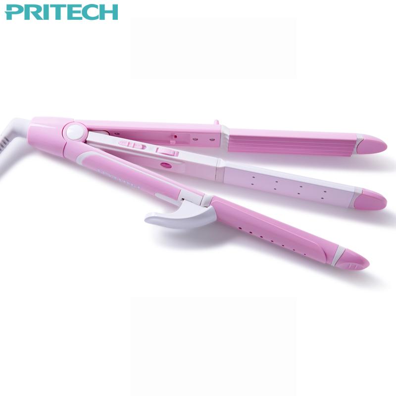 Pritech New Electric 3 In 1 Hair Straightener Curling Irons For Wet&Dry Professional Hair Curler Styling eprolo