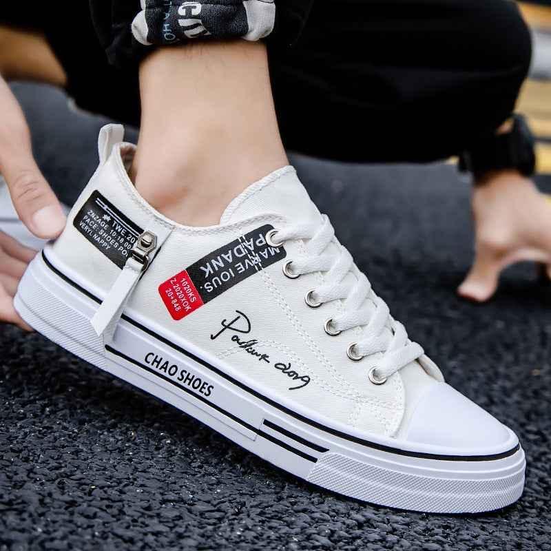 Breathable men's canvas shoes, Hong Kong style men's shoes, casual cloth shoes, trendy, lightweight, low top board shoes - Shello's Creative Boutique