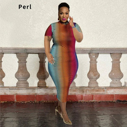 Plus Size Gradient Maxi Dress - Colorful Summer Pullover Dress - Shello's Creative Boutique