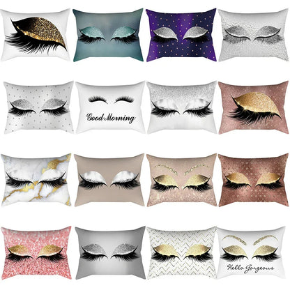 Eyelash Out Soft Velvet Cushion Cover – Chic Marble Pillow Case for Home & Sofa Decor - Shello's Creative Boutique