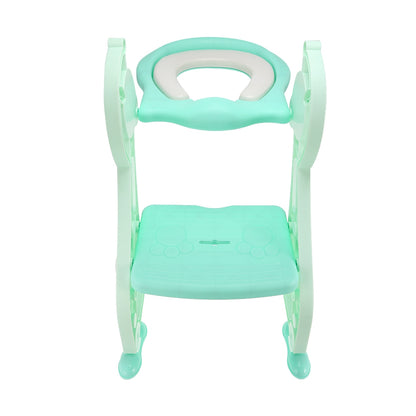 Folding Baby Potty Training Toilet Seat - Adjustable Ladder Chair with Soft Cushion
