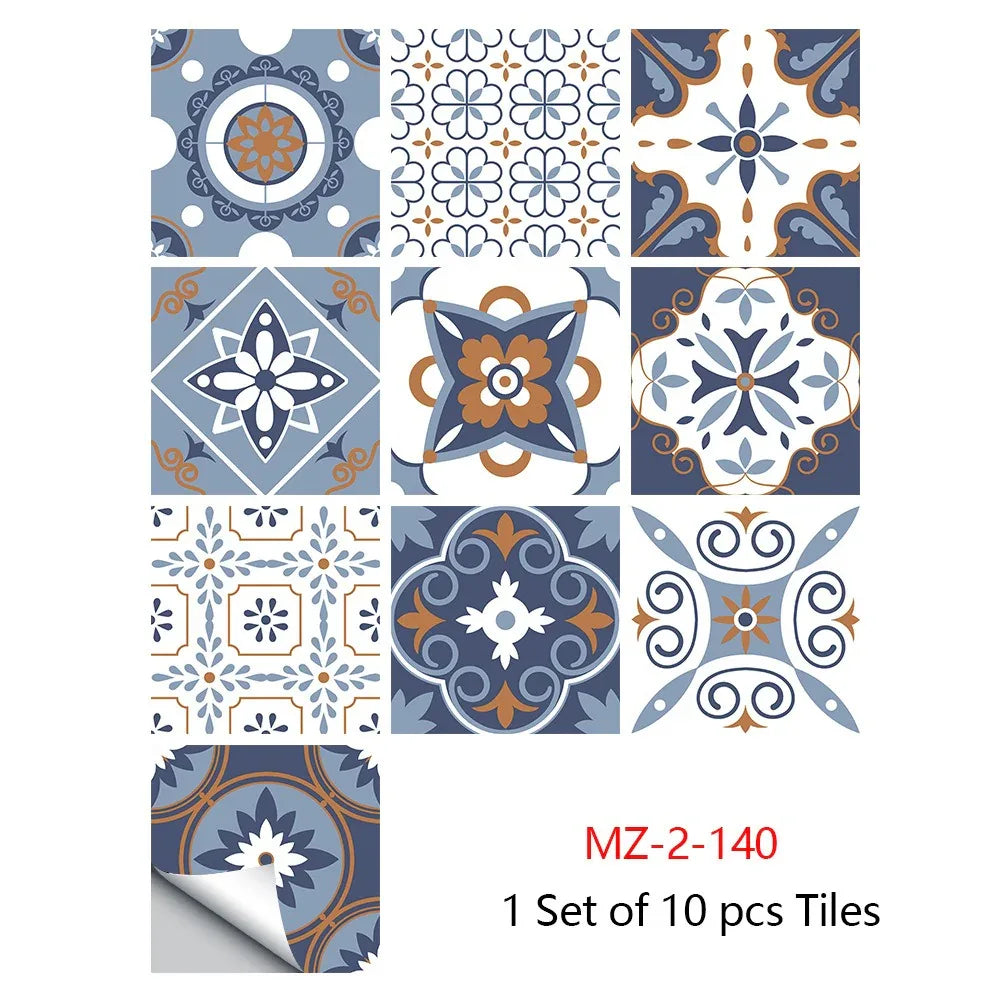 10 Piece Set Of Datura Mosaic Small Flower Imitation Ceramic Tile Wall Sticker - Shello's Creative Boutique