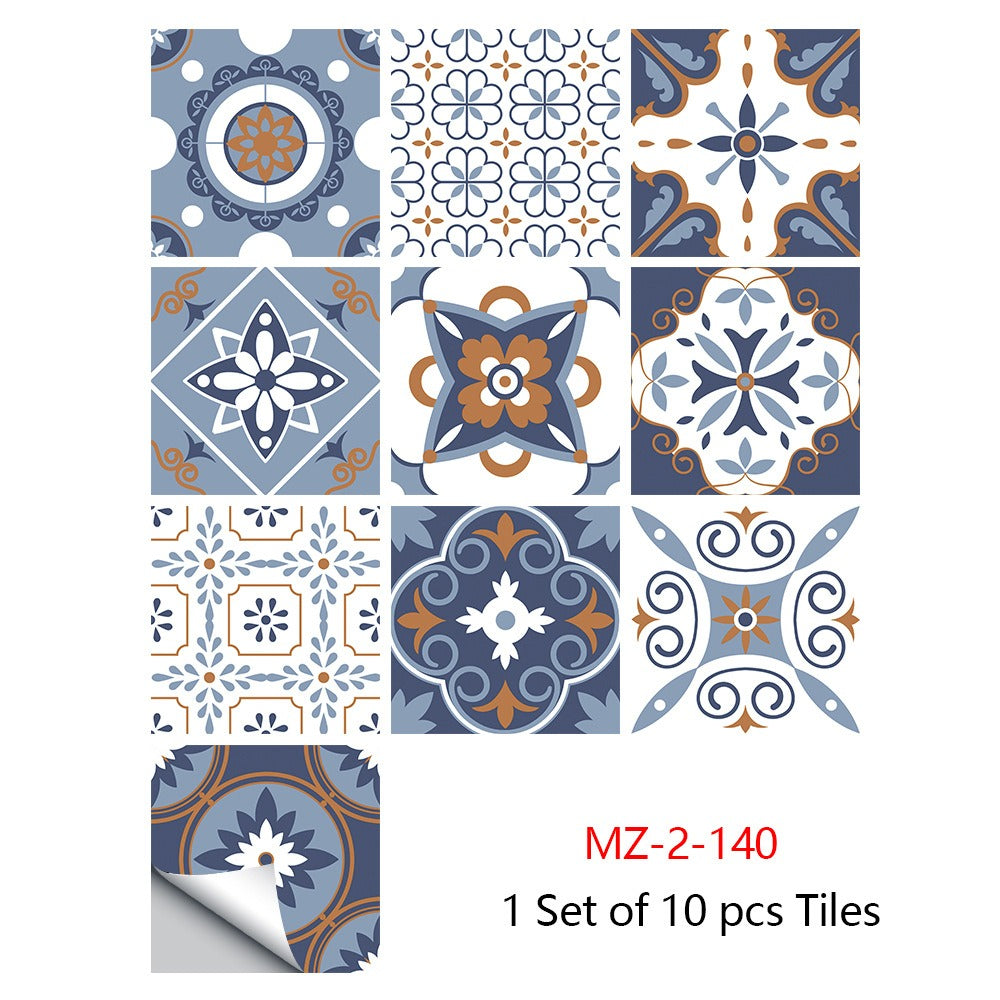 10 Piece Set Of Datura Mosaic Small Flower Imitation Ceramic Tile Sticker For Home Renovation Kitchen And Bathroom Decoration Self-Adhesive Wall Sticker
