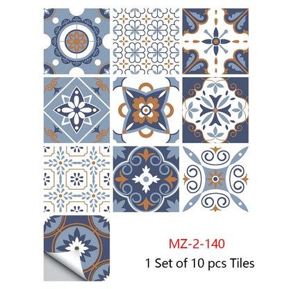 10 Piece Set Of Datura Mosaic Small Flower Imitation Ceramic Tile Wall Sticker - Shello's Creative Boutique