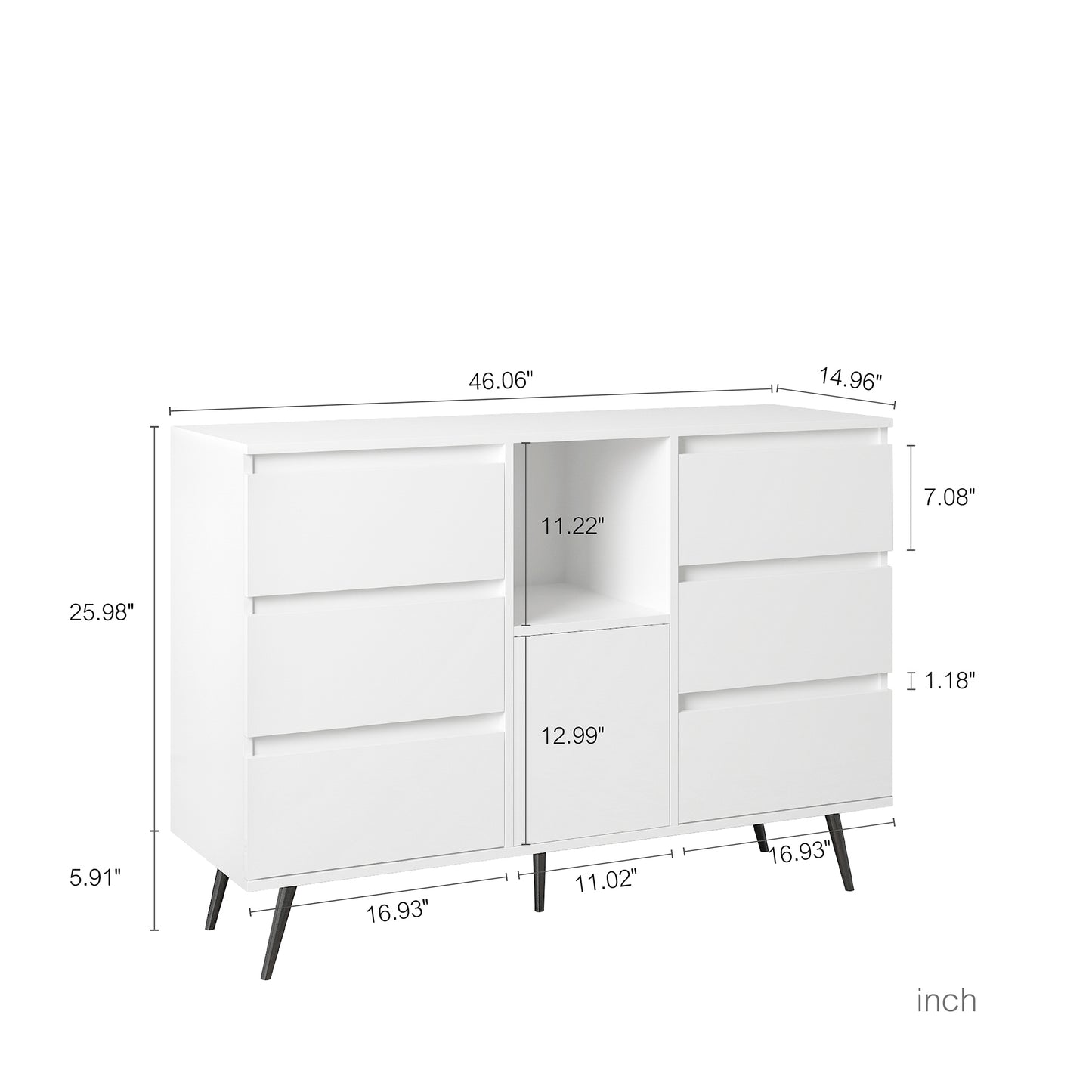 Living Room Sideboard Storage Cabinet White High Gloss with LED Light eprolo