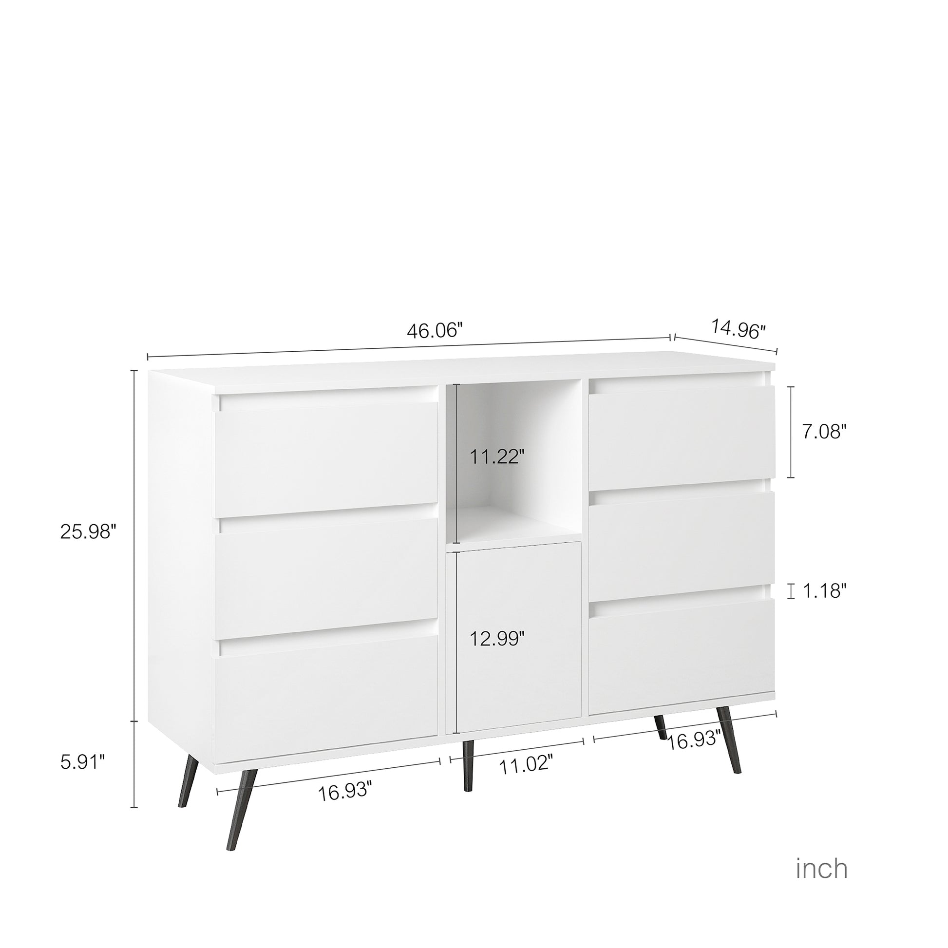 Living Room Sideboard Storage Cabinet White High Gloss with LED Light eprolo