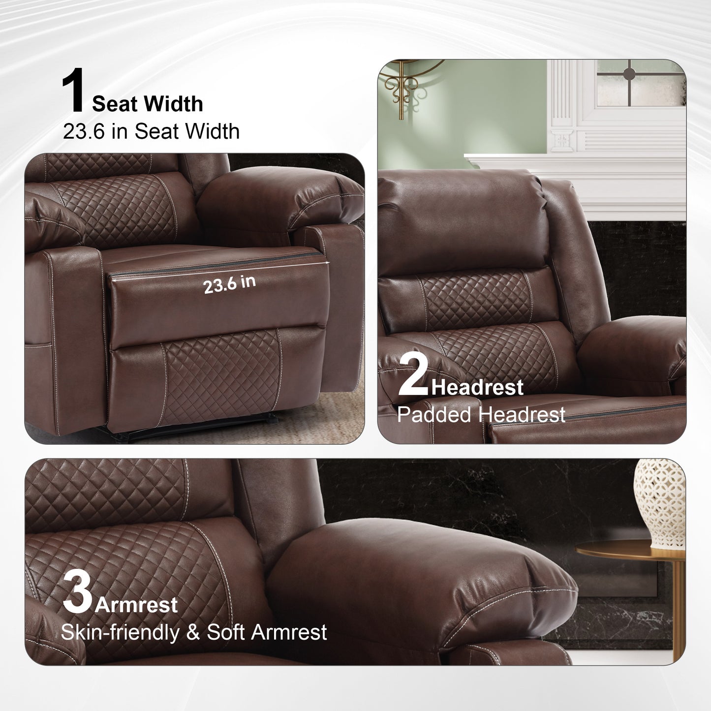 Breathable Leather Massage Recliner Chair Manual Living Room Reclining Sofa eprolo