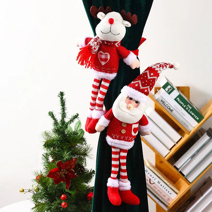 Christmas Decoration Knitted Fabric- Long Leg Santa Claus Curtain Buckle Pendant - Shello's Creative Boutique