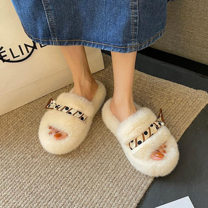 Net Red Plush Slippers – Cozy, Stylish & Perfect for Autumn & Winter - Shello's Creative Boutique