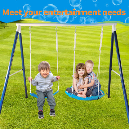 Kids Metal Swing Set for Backyard Outdoor Playground Two Functional Swing Set For Kids Outdoor Equipment - Shello's Creative Boutique
