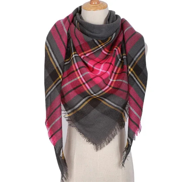 Winter Triangle Scarf For Women Brand Designer Shawl Cashmere Plaid Scarves Blanket Wholesale Drops - Shello's Creative Boutique