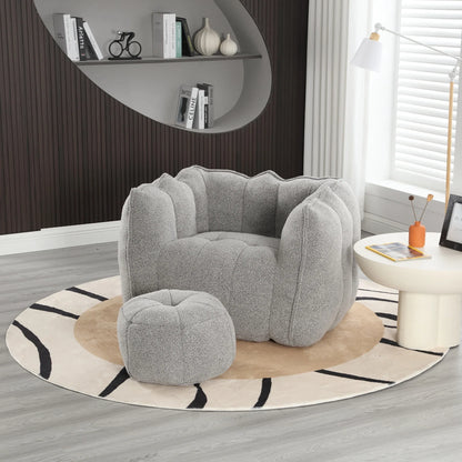 Soft Bean Bag Chair with High Resilient Foam Comfortable Square Lazy Sofa with Footstool - Shello's Creative Boutique
