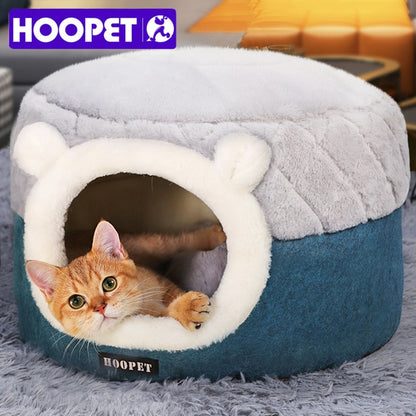 HOOPET Winter Plush Pet Bed - Cozy Nest for Cats & Small Dogs