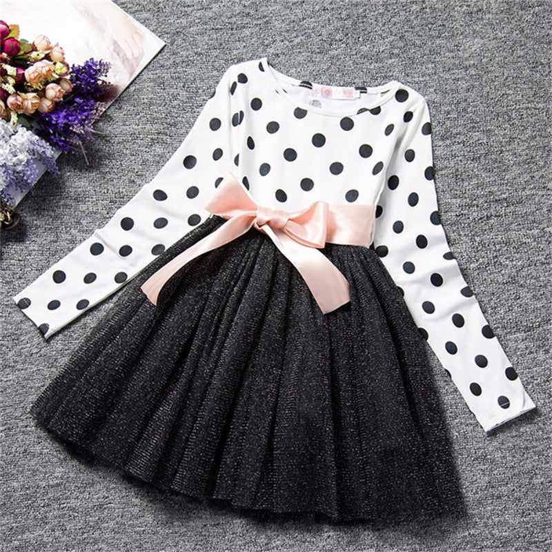 Dot Long Sleeve Dress For Girls Clothing Child Costume Baby Girl Clothing Teenager School Daily Wear Sashes Kids Casual Clothes Shello Creative Boutique