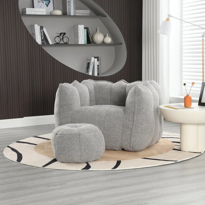 Soft Bean Bag Chair with High Resilient Foam Comfortable Square Lazy Sofa with Footstool - Shello's Creative Boutique
