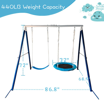 Kids Metal Swing Set for Backyard Outdoor Playground Two Functional Swing Set For Kids Outdoor Equipment - Shello's Creative Boutique