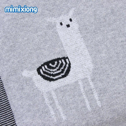 Baby Knitted Blanket 100x80cm - Soft Cartoon Swaddle Wrap for Newborns - Shello's Creative Boutique