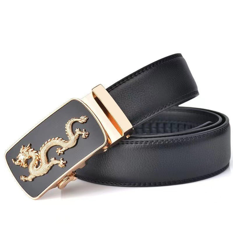 Men Automatic Buckle Belts New Fashion Brand Designer Dragon Leather Belts for Business Men Luxury Black Strap Waistband eprolo