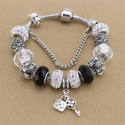 Black and White Beads Charm Pandora Bracelet Bangles - Shello's Creative Boutique