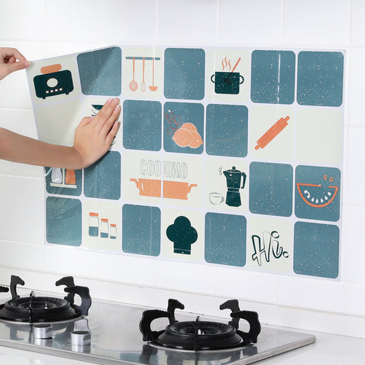 Self Adhesive Oil Proof Sticker Kitchen High Temperature Resistant Tile Wall Sticker Stove Waterproof Sticker Oil-Proof Paper Oil Fume Sticker Wall eprolo