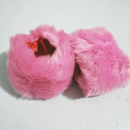 Luxe Winter Wrist Gloves – Faux Rabbit Fur with Oversized Sleeves - Shello's Creative Boutique
